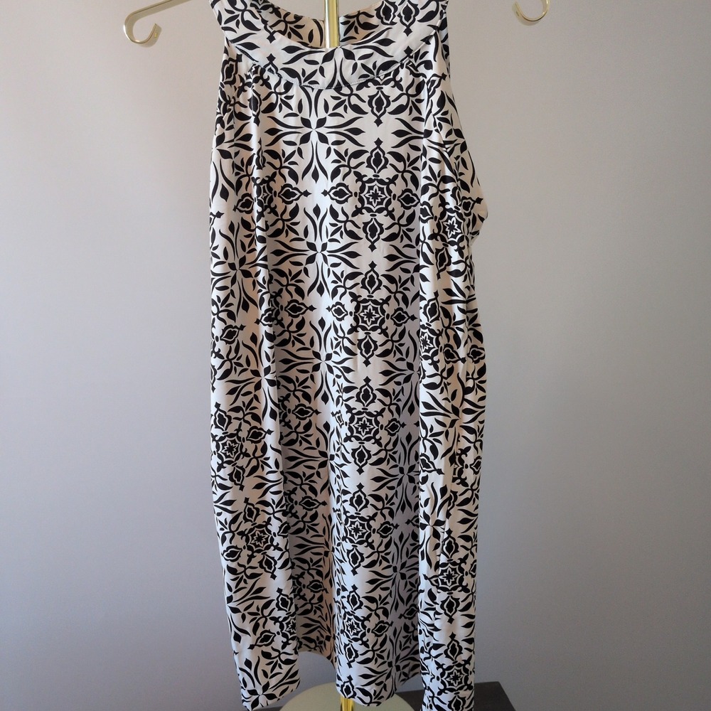 Banana Boat Sun Dress Women XXL Black White Geometric Cut-Out UPF 50+ Sleeveless